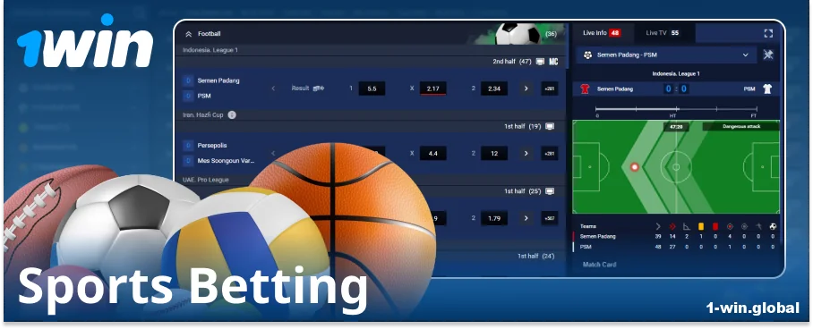 Bet on sports at the 1Win online bookmaker