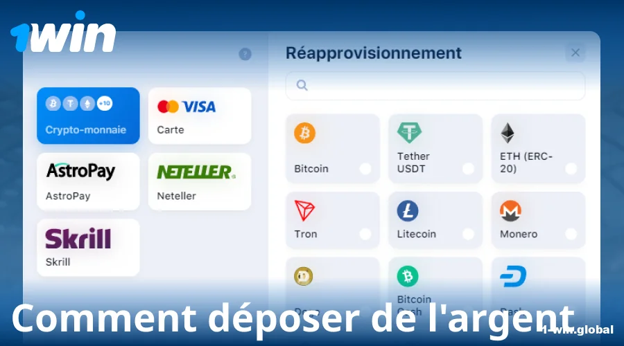 Guide pour effectuer un dépôt sur 1Win France