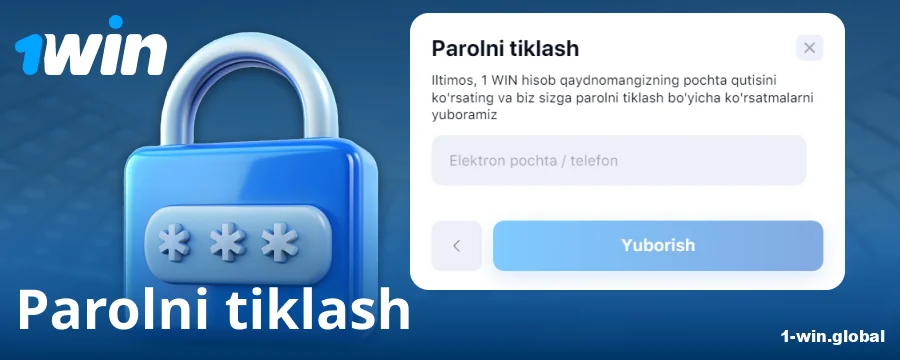 1Win UZ saytida parolni almashtirish