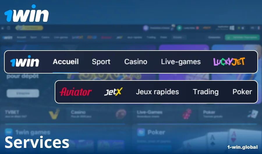 Fonctionnalités du site 1Win France