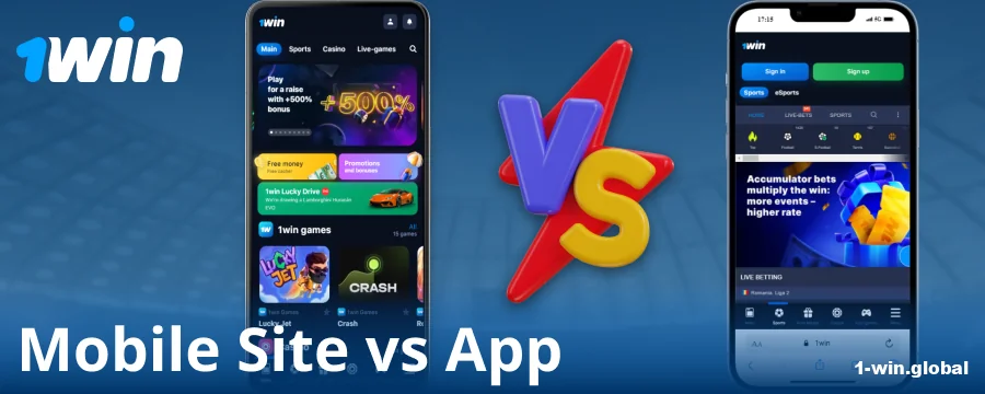 Comparison of the 1Win app and browser