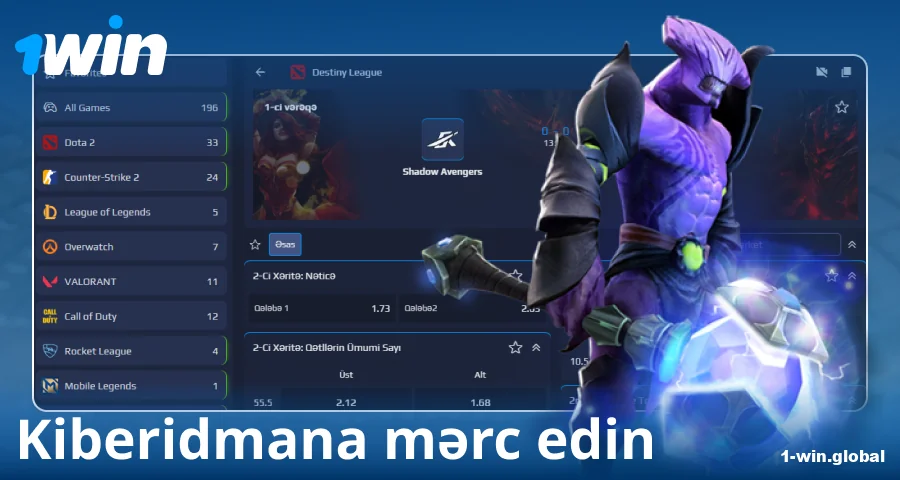 Azərbaycanlı bettorlar üçün e-idman mərcləri 1Win