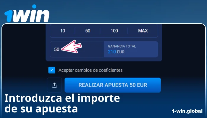 Introduzca la cantidad de su apuesta en 1Win España