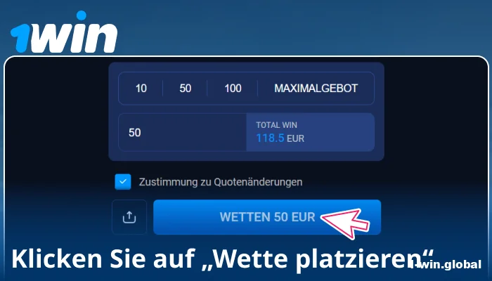 Bestätigen Sie Ihre Wette bei 1Win DE