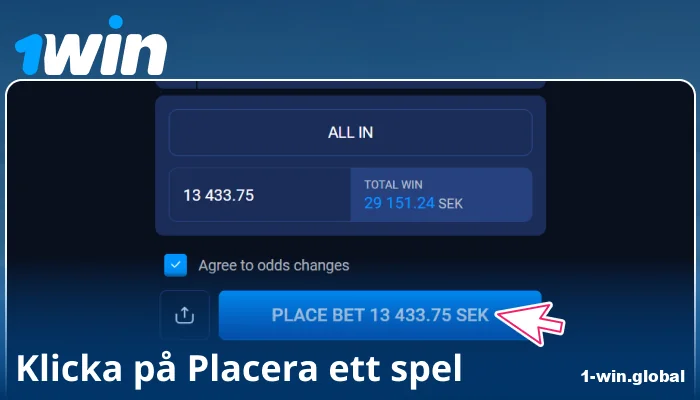 Bekräfta din satsning på 1Win SE
