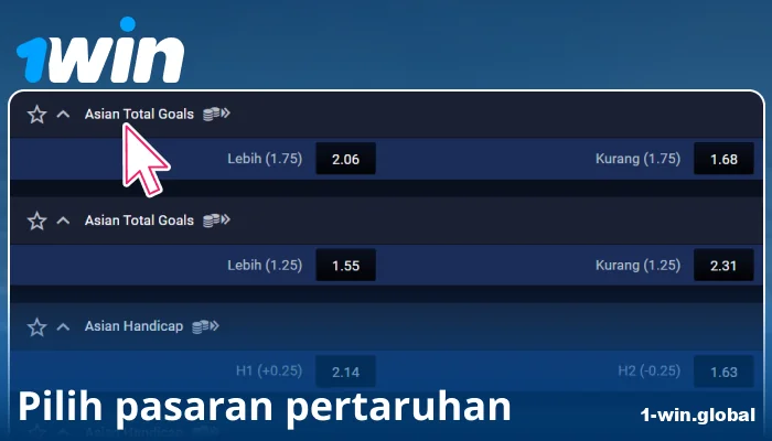 Pilih acara sukan di 1Win