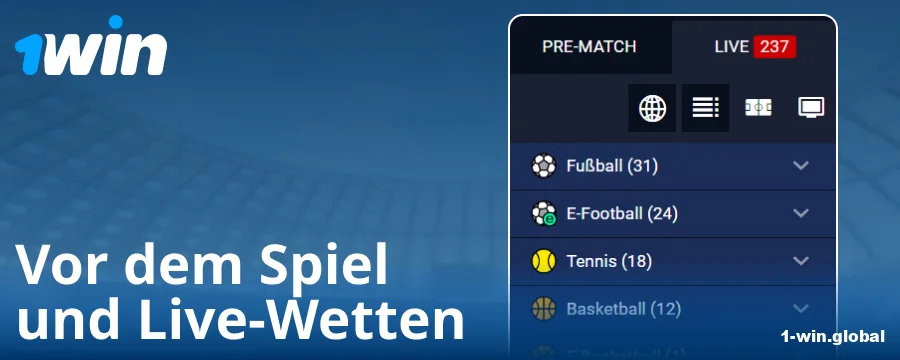 Wettbewerbsarten auf der Website 1Win DE