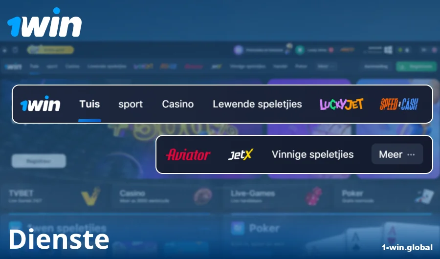 Kenmerke van die 1Win webwerf