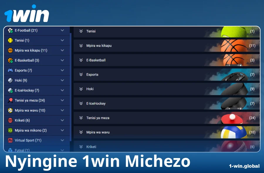 Aina za Michezo Zinazopatikana katika Mtoto wa Kubashiri wa 1Win