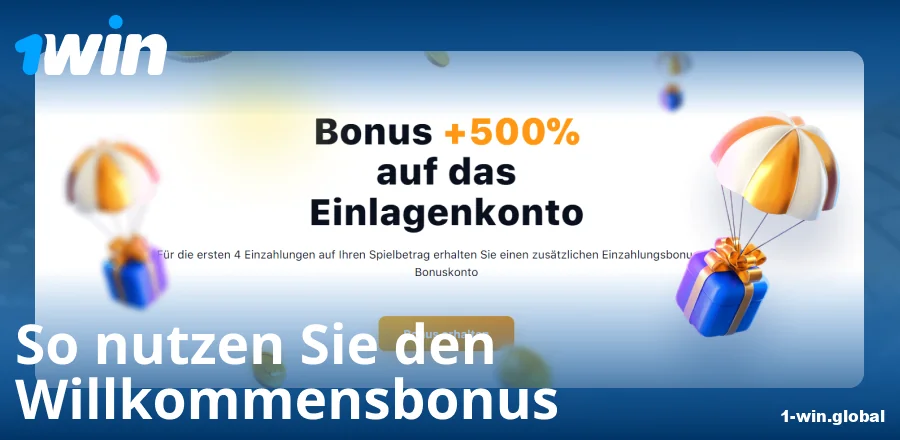 Anleitung zum Willkommensbonus bei 1Win DE