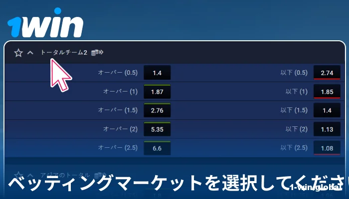 1Win JPで賭け市場を選択する