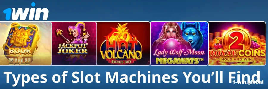 Different slot machine types at 1win