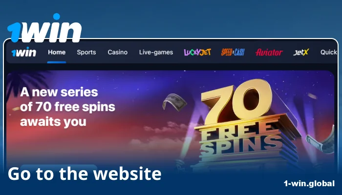 Enter the 1win website
