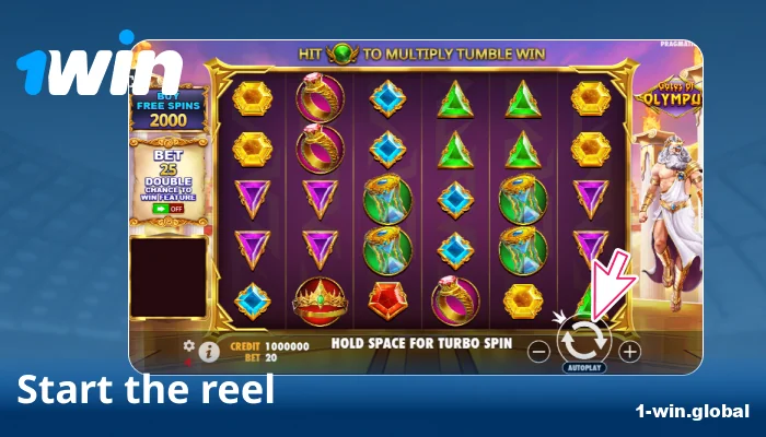 Hit Spin and play on 1win reels